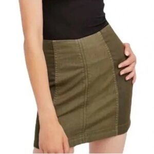 Free People Modern Femme Mini Skirt Olive Green | Size 6 | Urban Outfitters